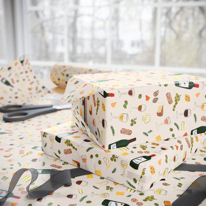 Wine and Cheese Wrapping Paper — Festive Foodie Gift Wrap