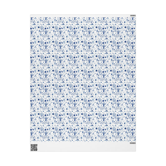 Blue Willow Wrapping Paper | Festive Holiday Gift Wrap