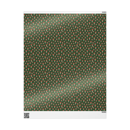 Woodland Mushroom Wrapping Paper | Forest Green Holiday Gift Wrap