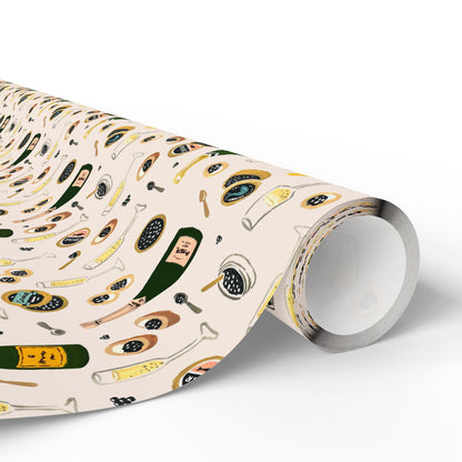 Champagne Celebration Wrapping Paper — Festive Champagne & Caviar Gift Wrap