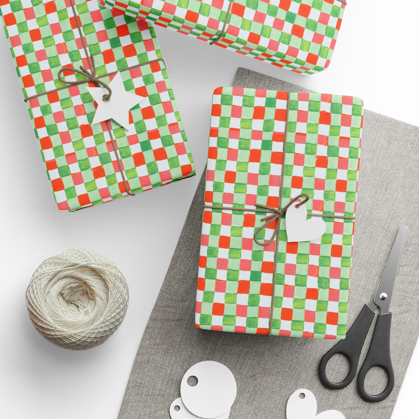 Christmas Checkers Wrapping Paper | Festive Holiday Gift Wrap