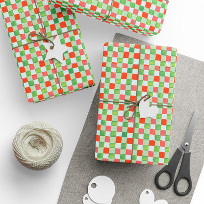 Christmas Checkers Wrapping Paper | Festive Holiday Gift Wrap