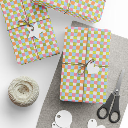 Watercolor Checkers Wrapping Paper | Festive Holiday Gift Wrap
