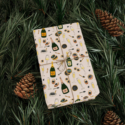 Champagne Celebration Wrapping Paper — Festive Champagne & Caviar Gift Wrap