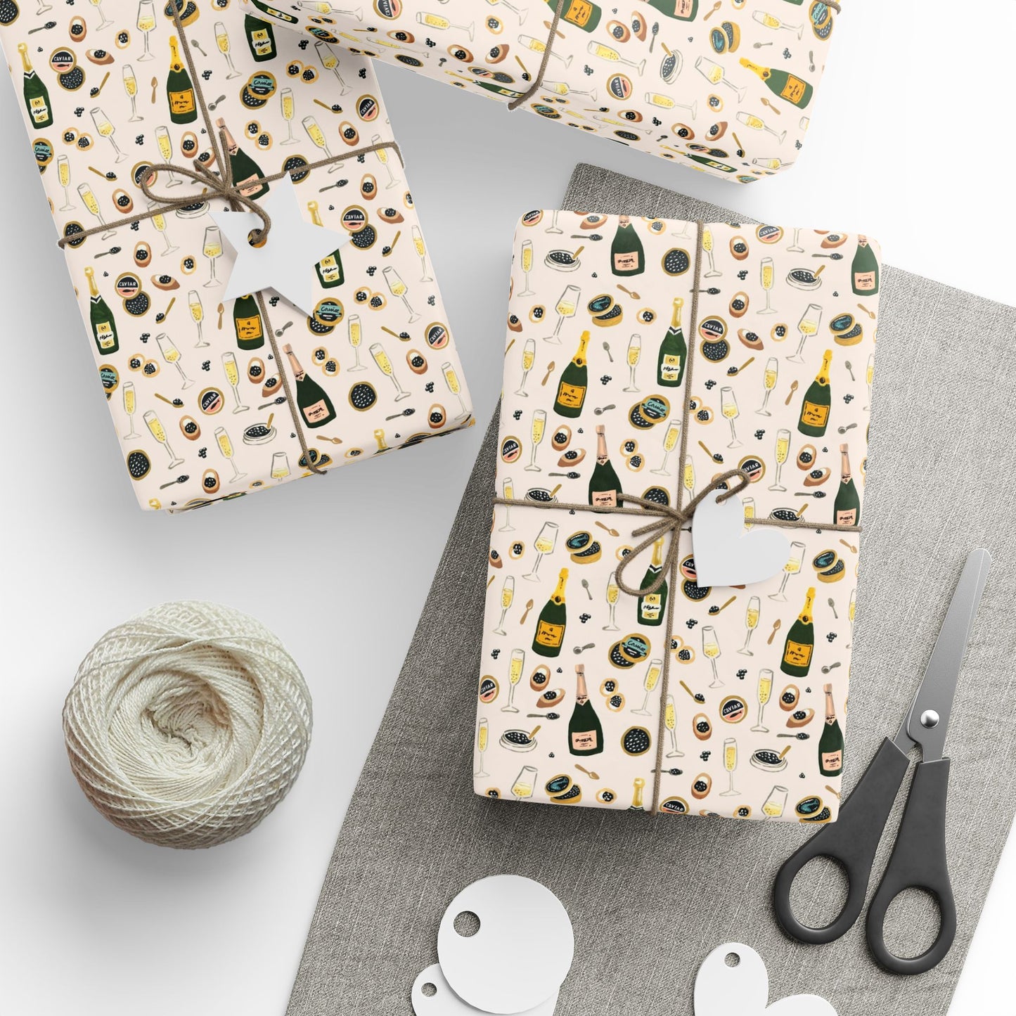 Champagne and Caviar Wrapping Paper | Festive Holiday Gift Wrap