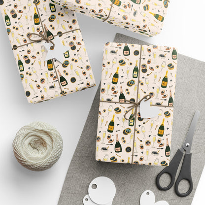 Champagne and Caviar Wrapping Paper | Festive Holiday Gift Wrap