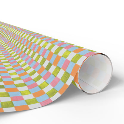 Watercolor Checkers Wrapping Paper | Festive Holiday Gift Wrap