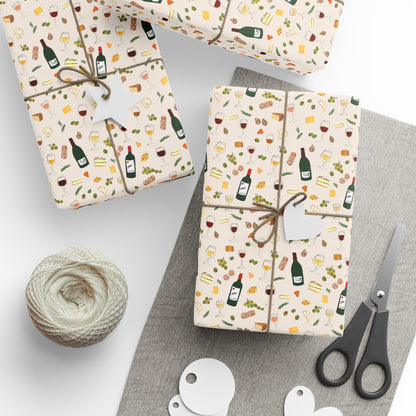 Wine and Cheese Wrapping Paper | Festive Holiday Gift Wrap