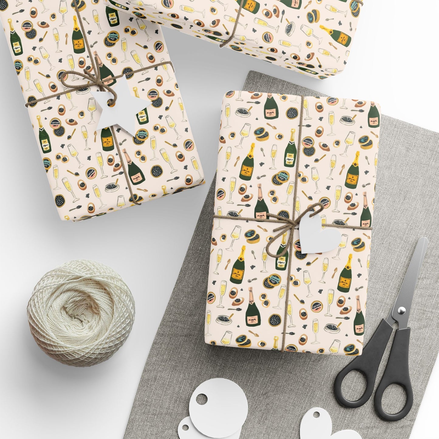 Champagne and Caviar Wrapping Paper | Festive Holiday Gift Wrap