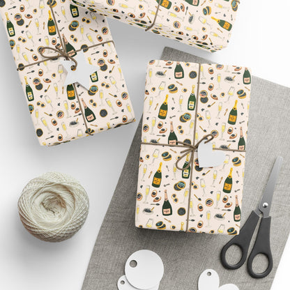 Champagne and Caviar Wrapping Paper | Festive Holiday Gift Wrap