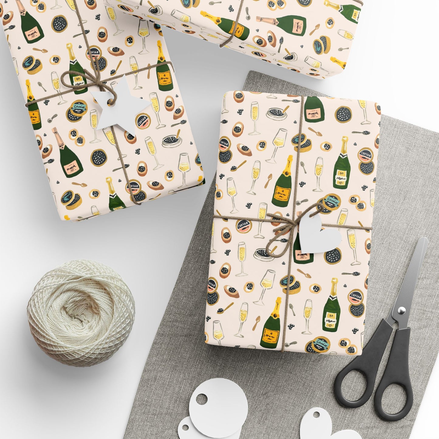 Champagne Celebration Wrapping Paper — Festive Champagne & Caviar Gift Wrap