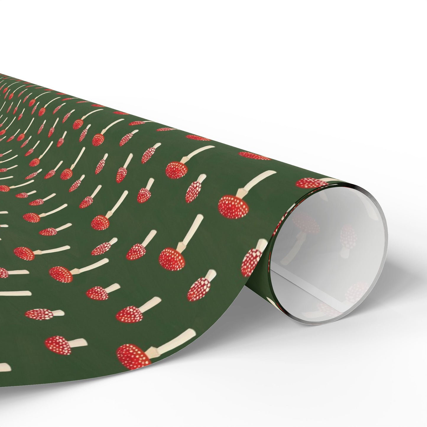 Woodland Mushroom Wrapping Paper | Forest Green Holiday Gift Wrap