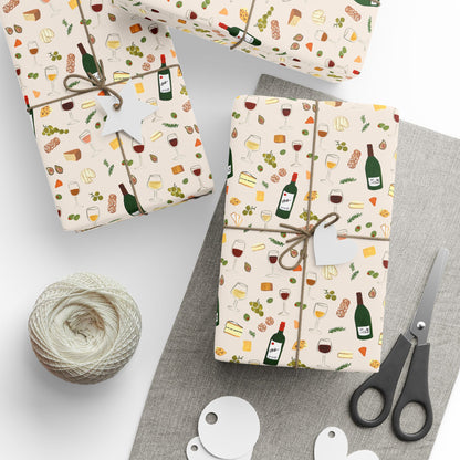Wine and Cheese Wrapping Paper — Festive Foodie Gift Wrap