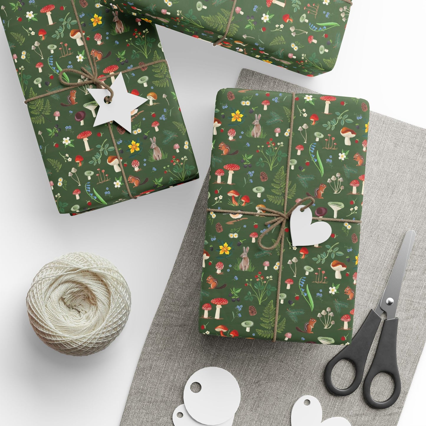 Woodland Wonders Wrapping Paper | Forest Green Holiday Gift Wrap
