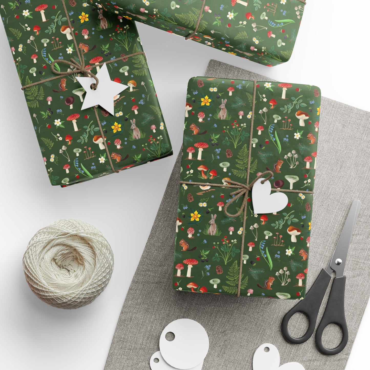 Woodland Wonders Wrapping Paper | Forest Green Holiday Gift Wrap
