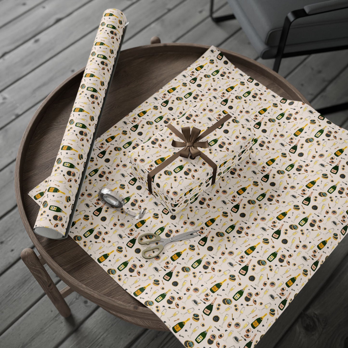 Champagne Celebration Wrapping Paper — Festive Champagne & Caviar Gift Wrap