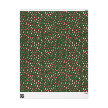 Woodland Mushroom Wrapping Paper | Forest Green Holiday Gift Wrap