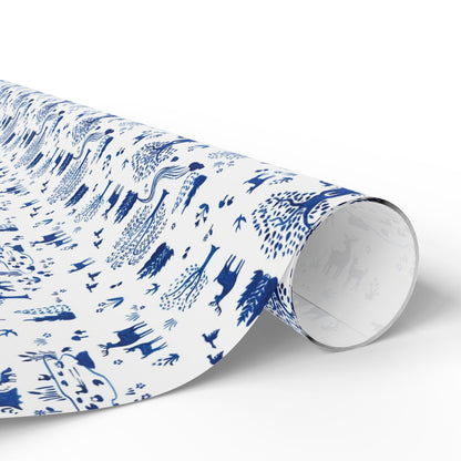 Blue Willow Wrapping Paper | Festive Holiday Gift Wrap