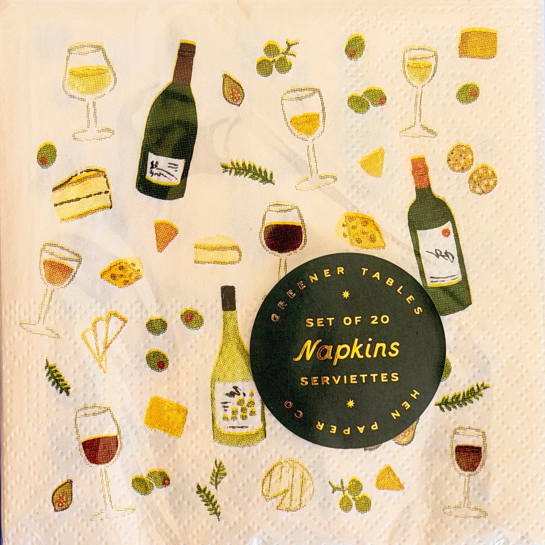 Set of 20 napkins with wine-themed design