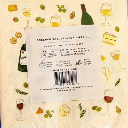 Wine & Cheese Cocktail Napkins (Set of 20)